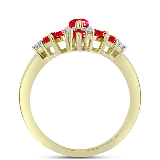 Anillo de Plata Bañada en Oro con Ágata Roja