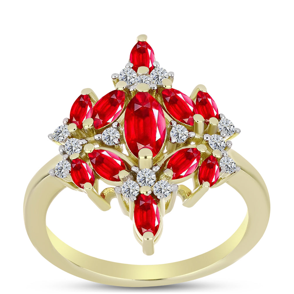 Anillo de Plata Bañada en Oro con Ágata Roja 3 