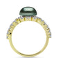 Anillo de Plata Bañada en Oro con Perla de río Tahiti verde ilusión y Topacio Blanco