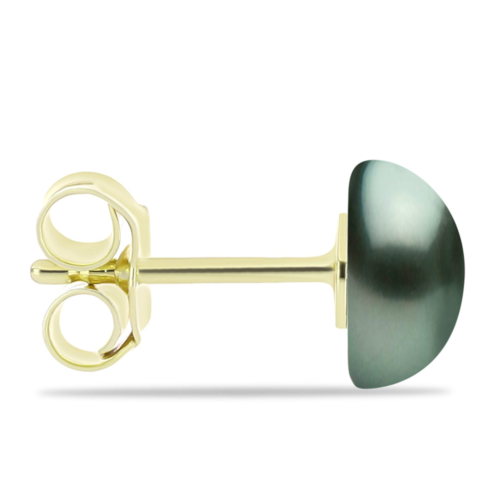 Conjunto de Plata Bañada en Oro con Perla de río Tahiti verde ilusión ( Collar +Pendientes +Pulsera )