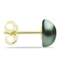 Conjunto de Plata Bañada en Oro con Perla de río Tahiti verde ilusión ( Collar +Pendientes +Pulsera )