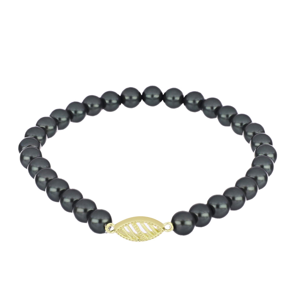 Pulsera de Plata Bañada en Oro con Perla de río Tahiti verde ilusión
