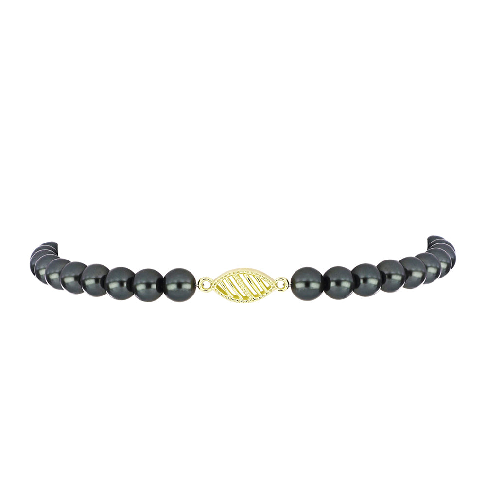 Pulsera de Plata Bañada en Oro con Perla de río Tahiti verde ilusión 2 