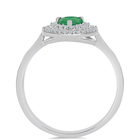 Anillo de Plata con Esmeralda de Brasil y Topacio Blanco