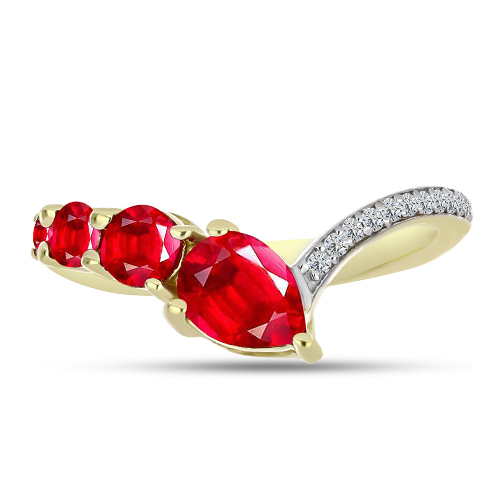 Anillo de Plata Bañada en Oro con Ágata Roja y Topacio Blanco 1 