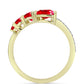 Anillo de Plata Bañada en Oro con Ágata Roja y Topacio Blanco