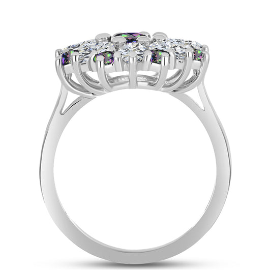 Anillo de Plata con Topacio Místico y Topacio Blanco