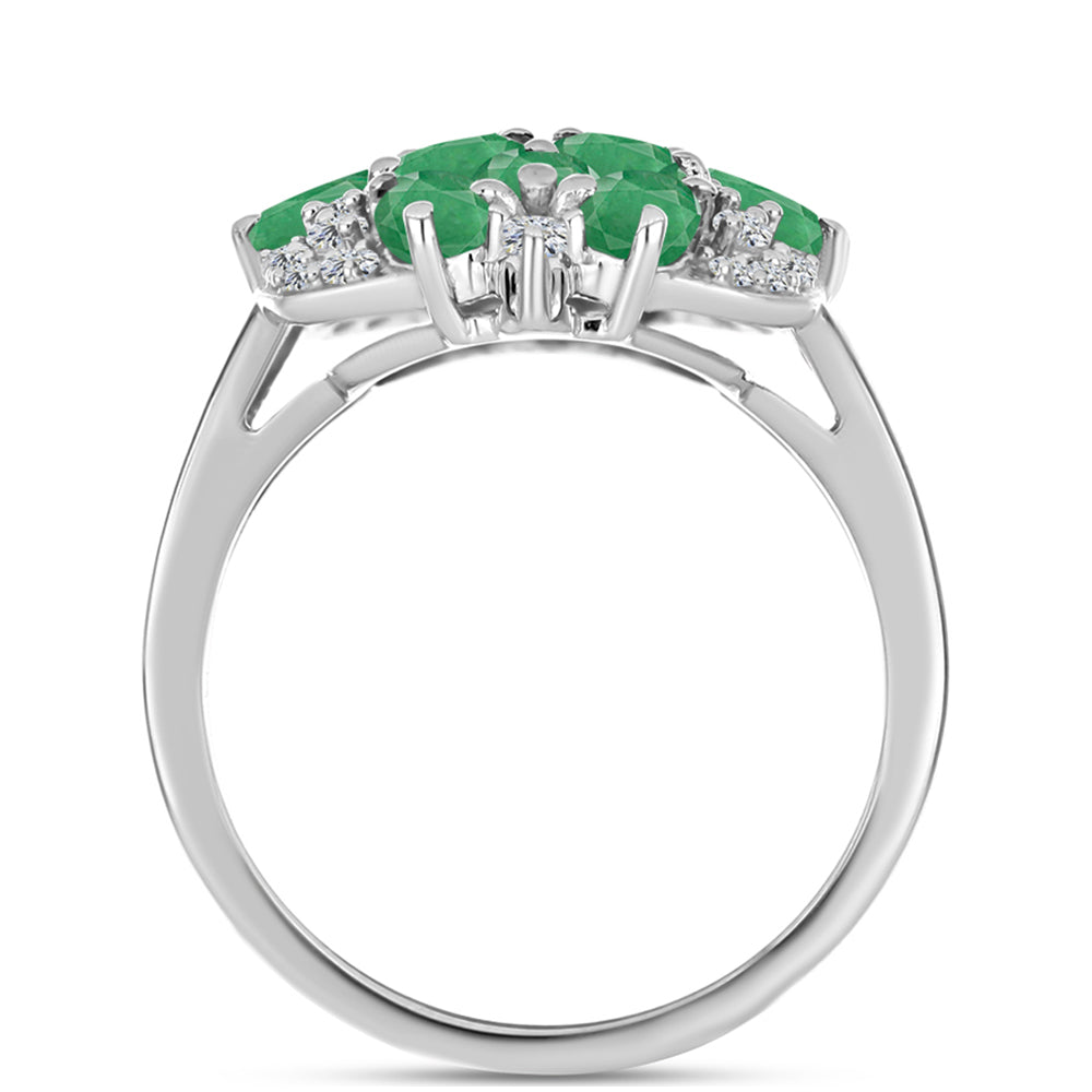 Anillo de Plata con Esmeralda de Brasil y Topacio Blanco