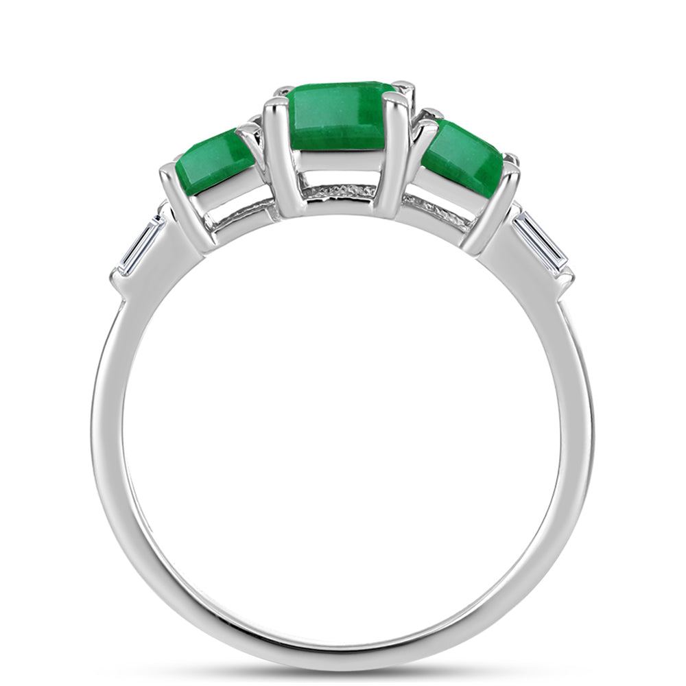 Anillo de Plata con Esmeralda de Brasil y Zircón Blanco 2 