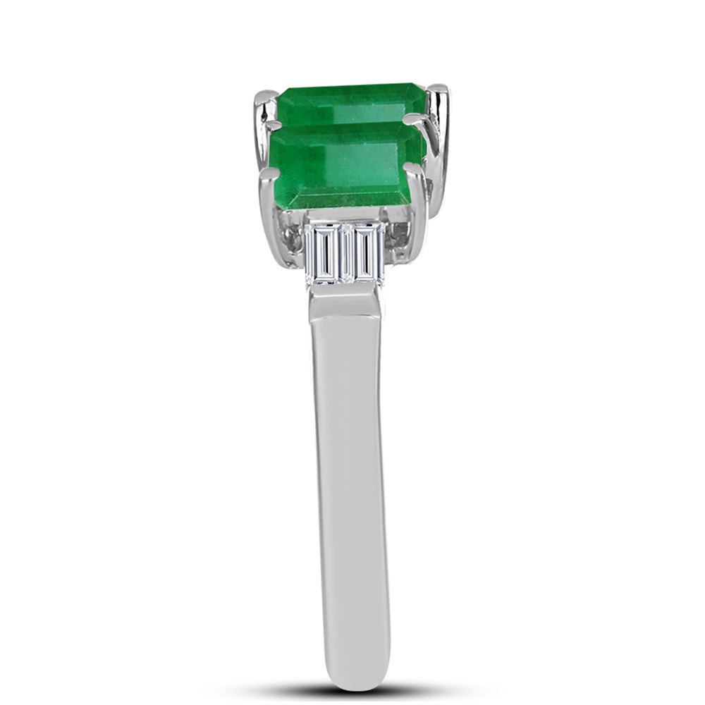 Anillo de Plata con Esmeralda de Brasil y Zircón Blanco 4 