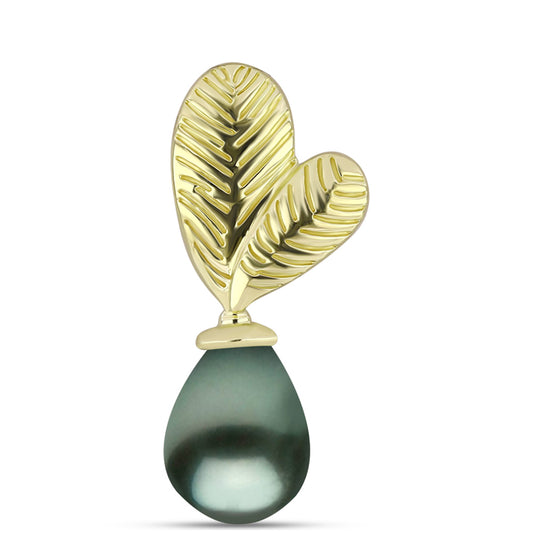 Colgante de Plata Bañada en Oro con Perla de río Tahiti verde ilusión