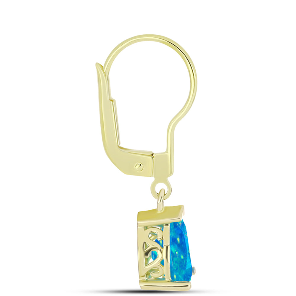Pendientes de Plata Bañada en Oro con Ópalo Azul Paraiba de Etiopía 2 