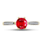 Anillo de Plata Bañada en Oro con Ágata Roja y Topacio Blanco
