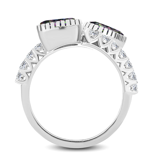 Anillo de Plata con Topacio Místico y Topacio Blanco