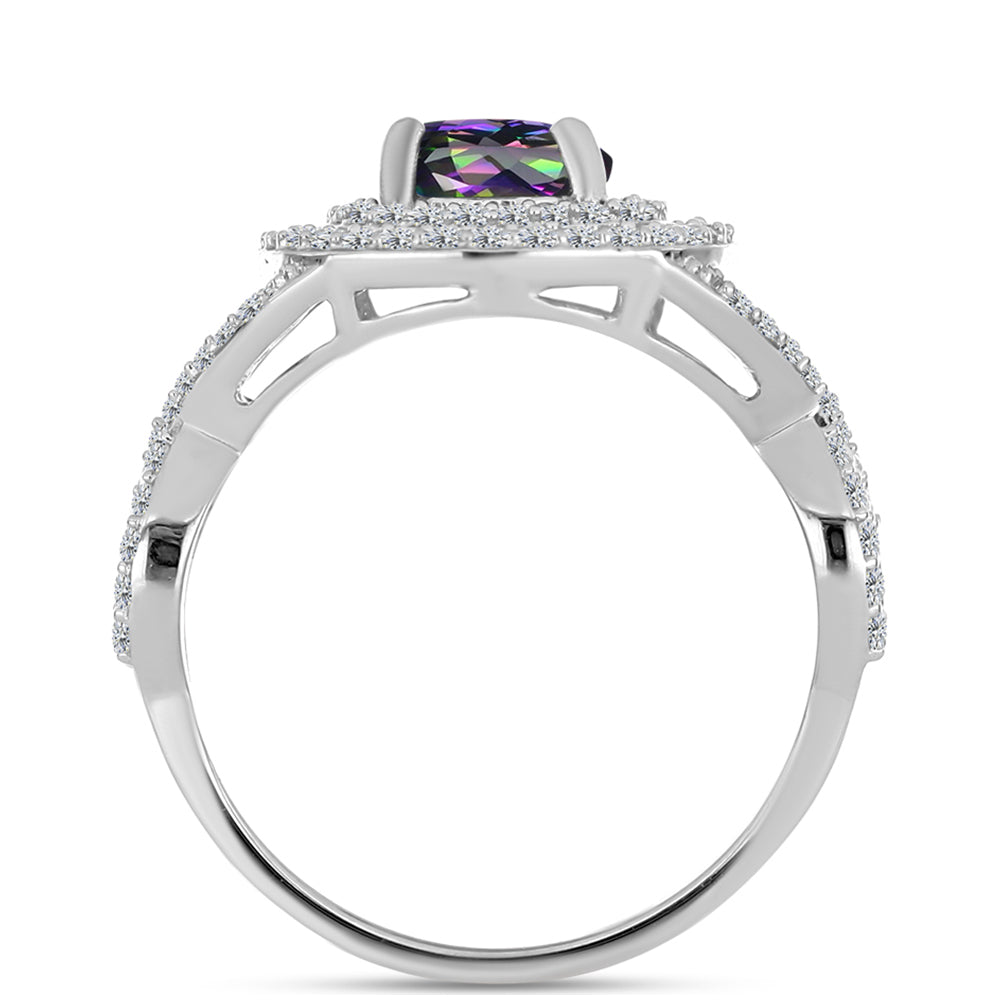 Anillo de Plata con Topacio Místico y Topacio Blanco 2 