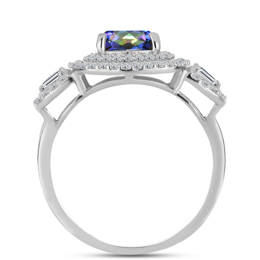 Anillo de Plata con Topacio Místico y Zircón Blanco