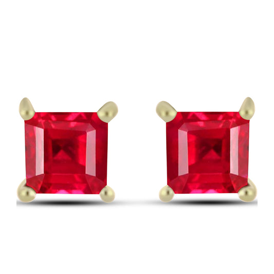 Pendientes de Plata Bañada en Oro con Ágata Roja