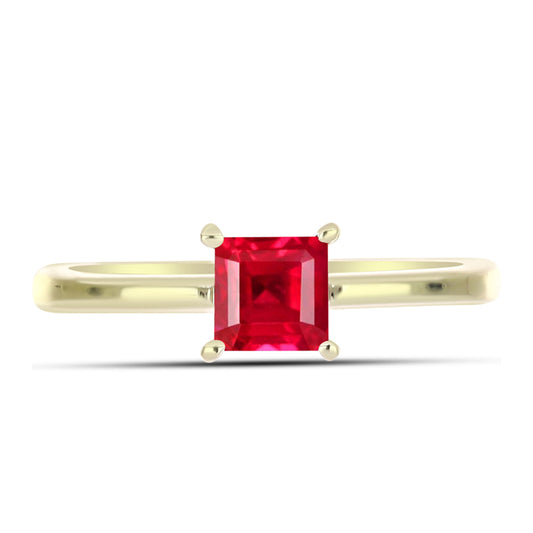 Anillo de Plata Bañada en Oro con Ágata Roja