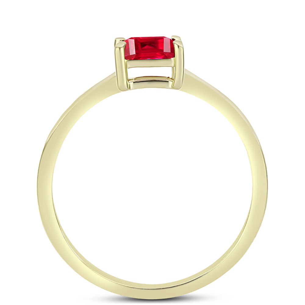 Anillo de Plata Bañada en Oro con Ágata Roja