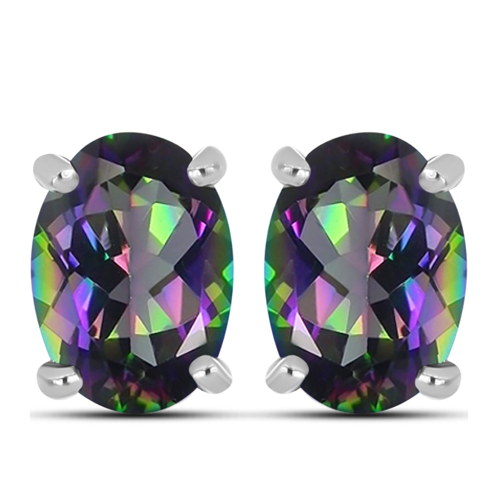 Conjunto de Plata con Topacio Místico ( Pendientes +Colgante )