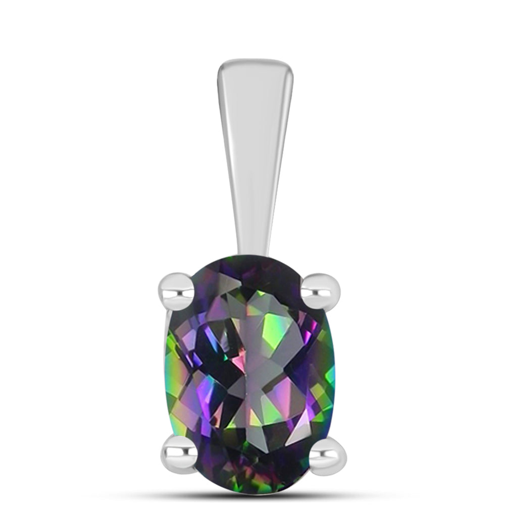 Conjunto de Plata con Topacio Místico ( Pendientes +Colgante ) 4 