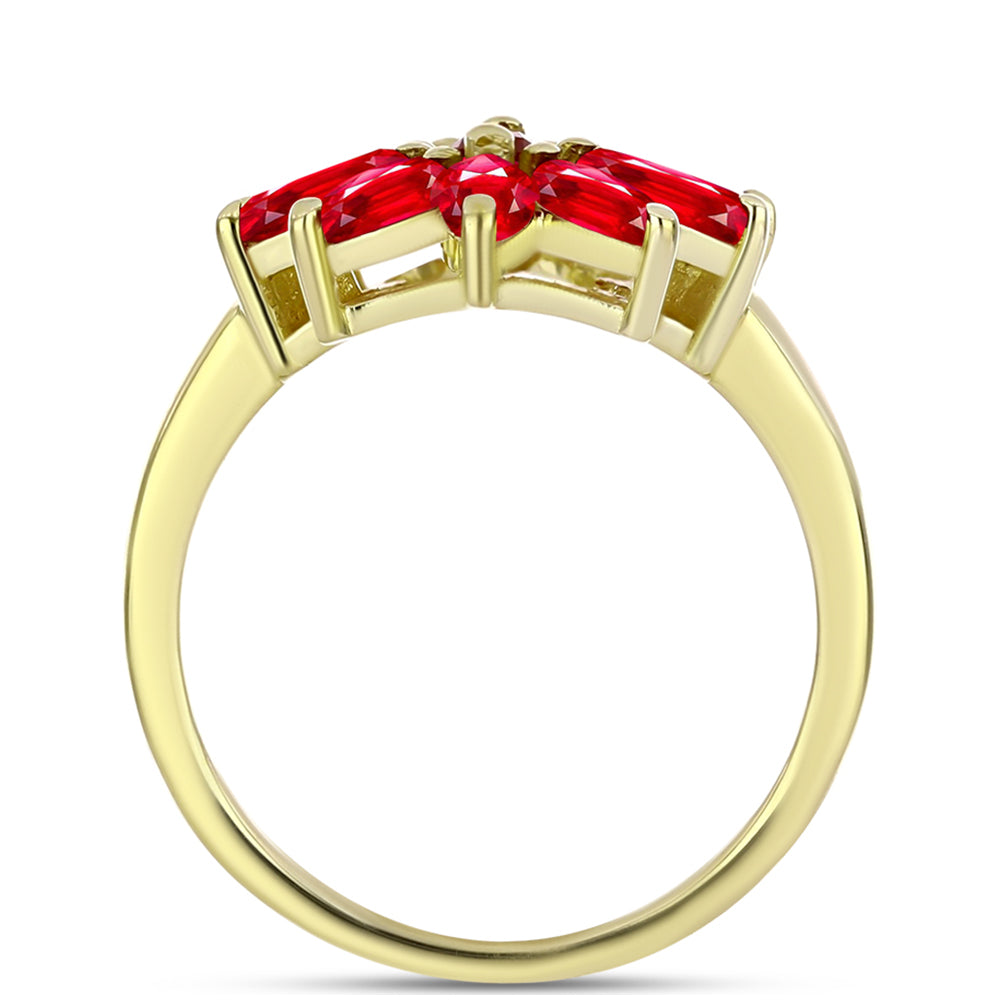 Anillo de Plata Bañada en Oro con Ágata Roja 2 