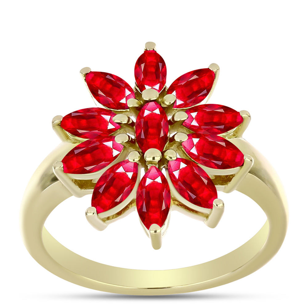 Anillo de Plata Bañada en Oro con Ágata Roja