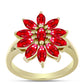 Anillo de Plata Bañada en Oro con Ágata Roja