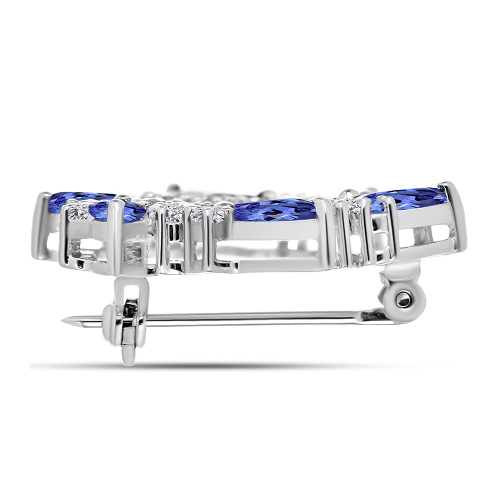 Broche de Plata con Tanzanita y Topacio Blanco 2 