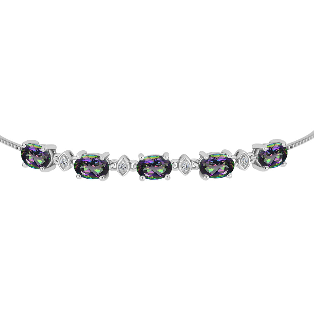 Pulsera de Plata con Topacio Místico y Topacio Blanco