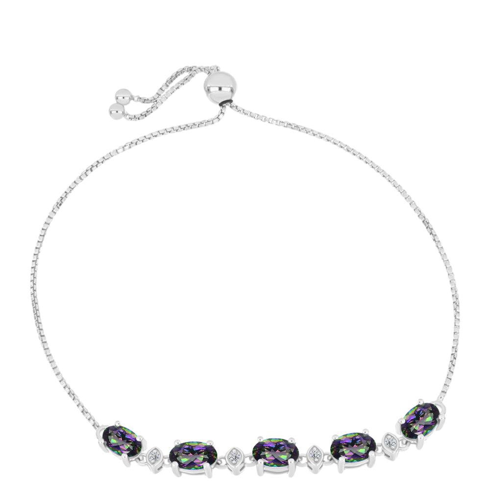 Pulsera de Plata con Topacio Místico y Topacio Blanco