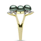 Anillo de Plata Bañada en Oro con Perla de río Tahiti verde ilusión y Topacio Blanco