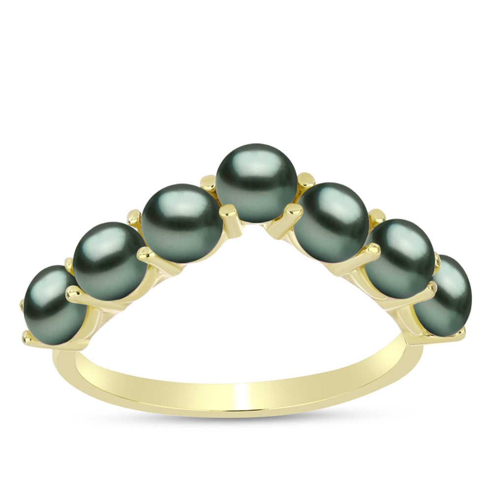 Anillo de Plata Bañada en Oro con Perla de río Tahiti verde ilusión 2 