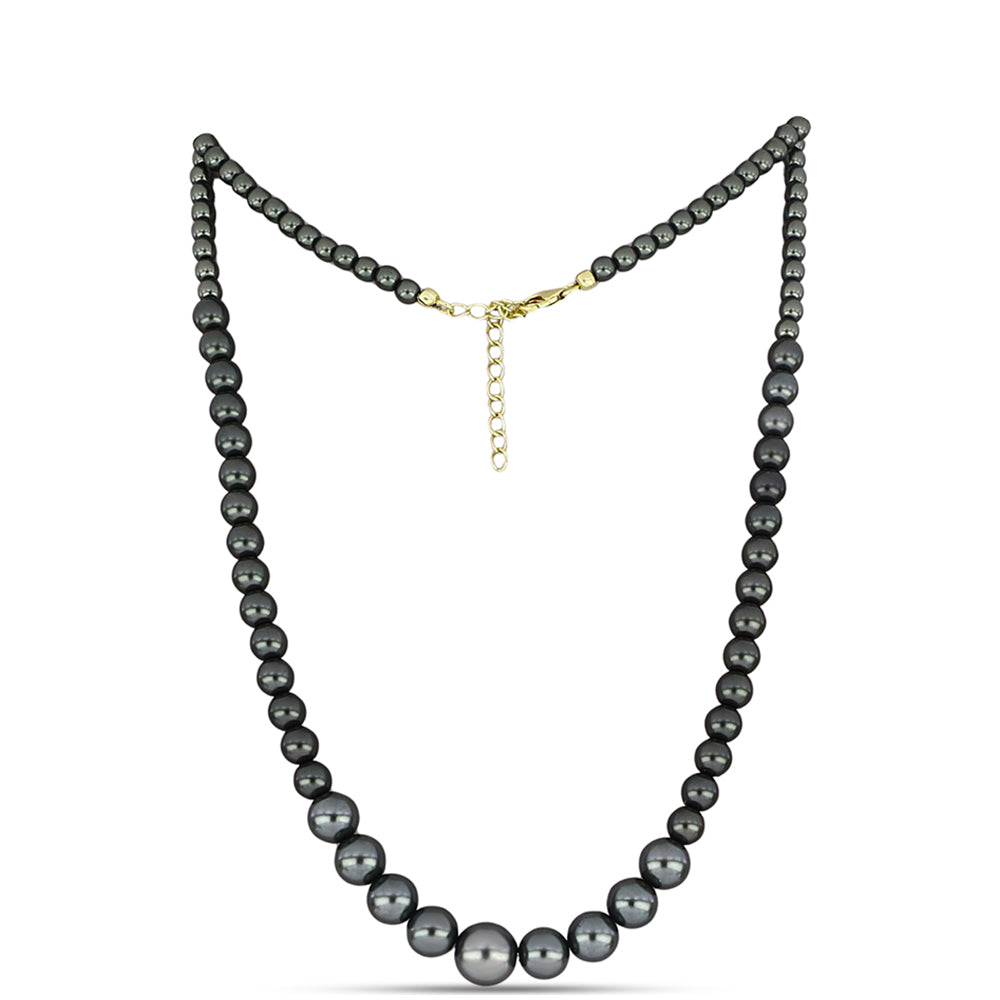 Collar de Plata Bañada en Oro con Perla de río Tahiti verde ilusión 1 