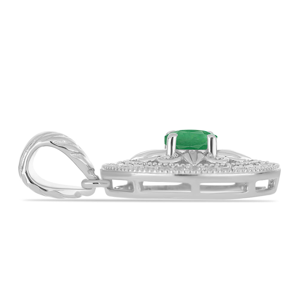 Colgante de Plata con Esmeralda de Brasil y Topacio Blanco 2 
