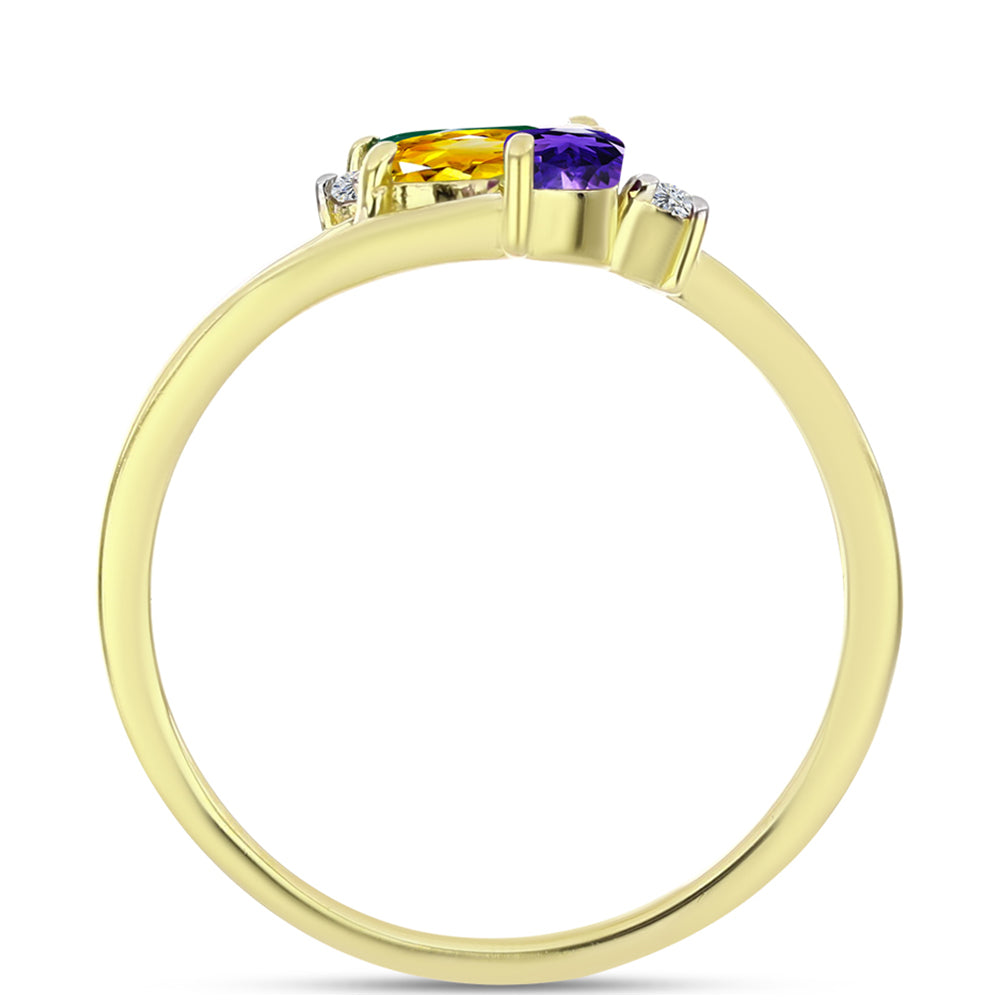 Anillo de Plata Bañada en Oro con Amatista de Marruecos y Citrino de los Montes Urales 2 