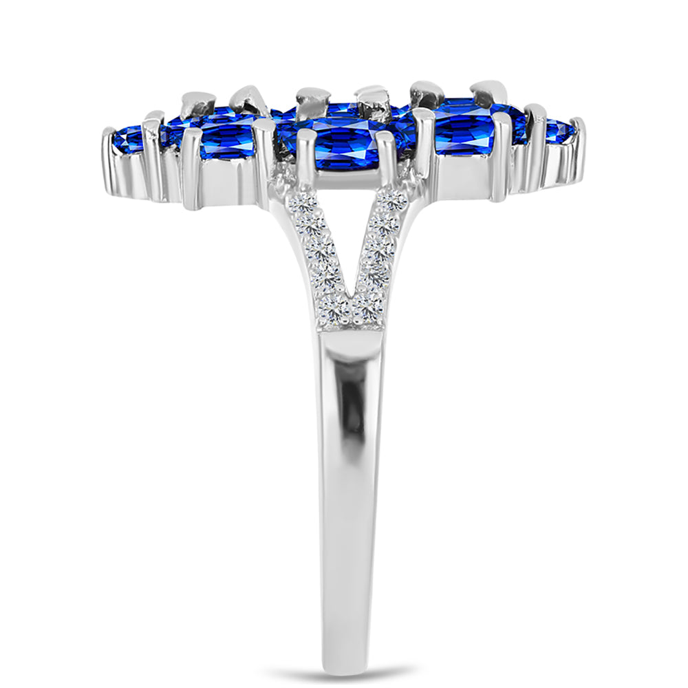 Anillo de Plata con Zafiro Azul Australiano y Topacio Blanco 4 