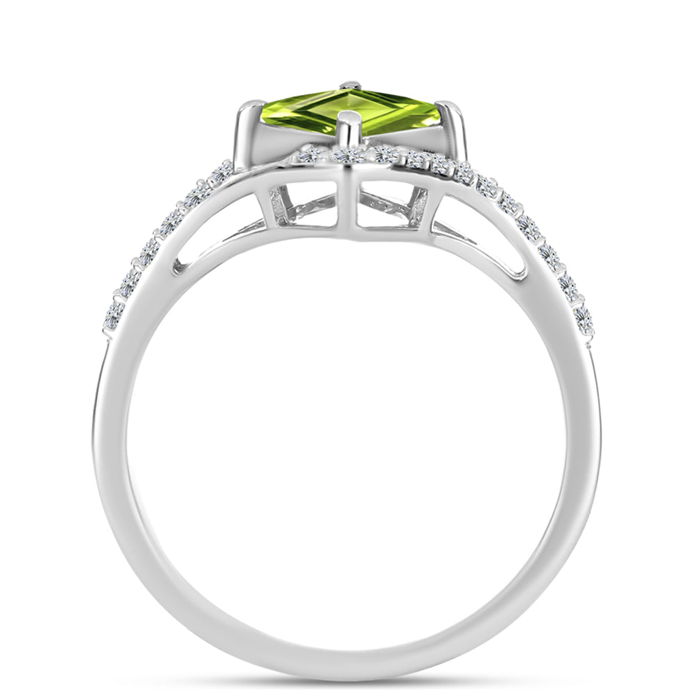 Anillo de Plata con Peridoto de Changbai y Topacio Blanco 2 