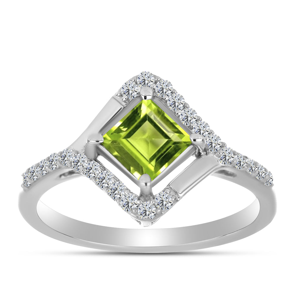 Anillo de Plata con Peridoto de Changbai y Topacio Blanco 3 