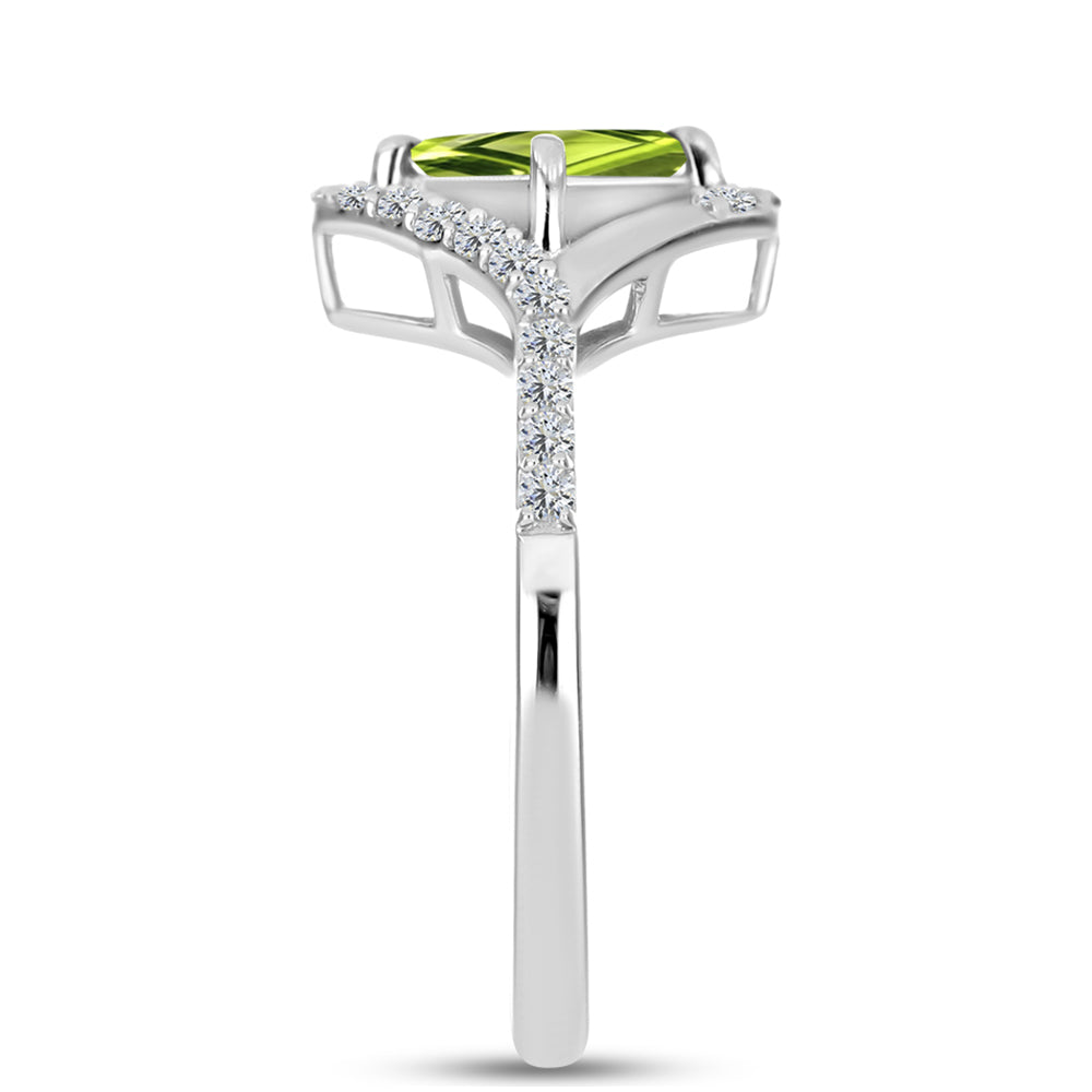 Anillo de Plata con Peridoto de Changbai y Topacio Blanco 4 