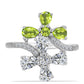 Anillo de Plata con Peridoto de Changbai y Topacio Blanco