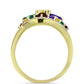 Anillo de Plata Bañada en Oro con Amatista de Marruecos y Citrino de los Montes Urales