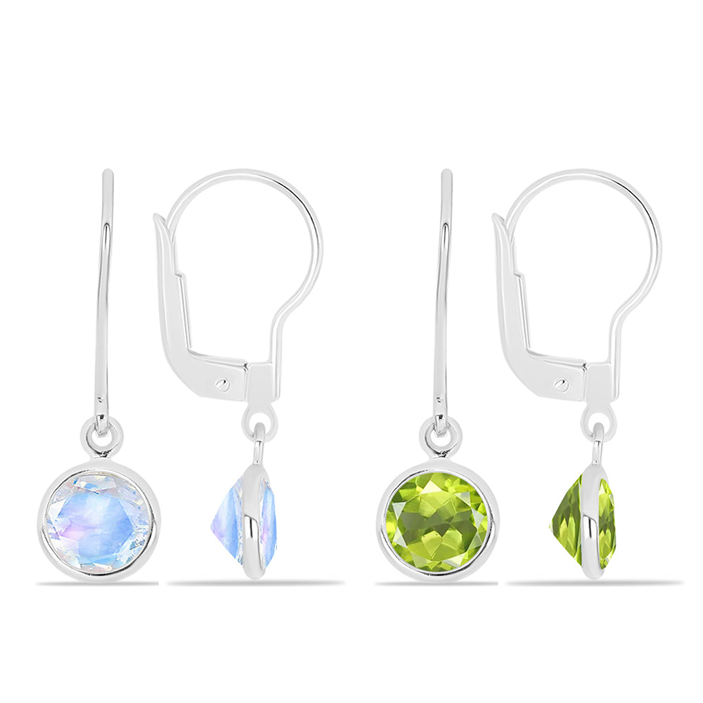 Conjunto de Plata con Peridoto de Changbai y Piedra Lunar Arco Iris ( Pendientes ) 1 