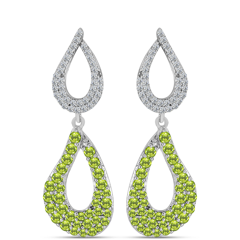 Pendientes de Plata con Peridoto de Changbai y Topacio Blanco 1 