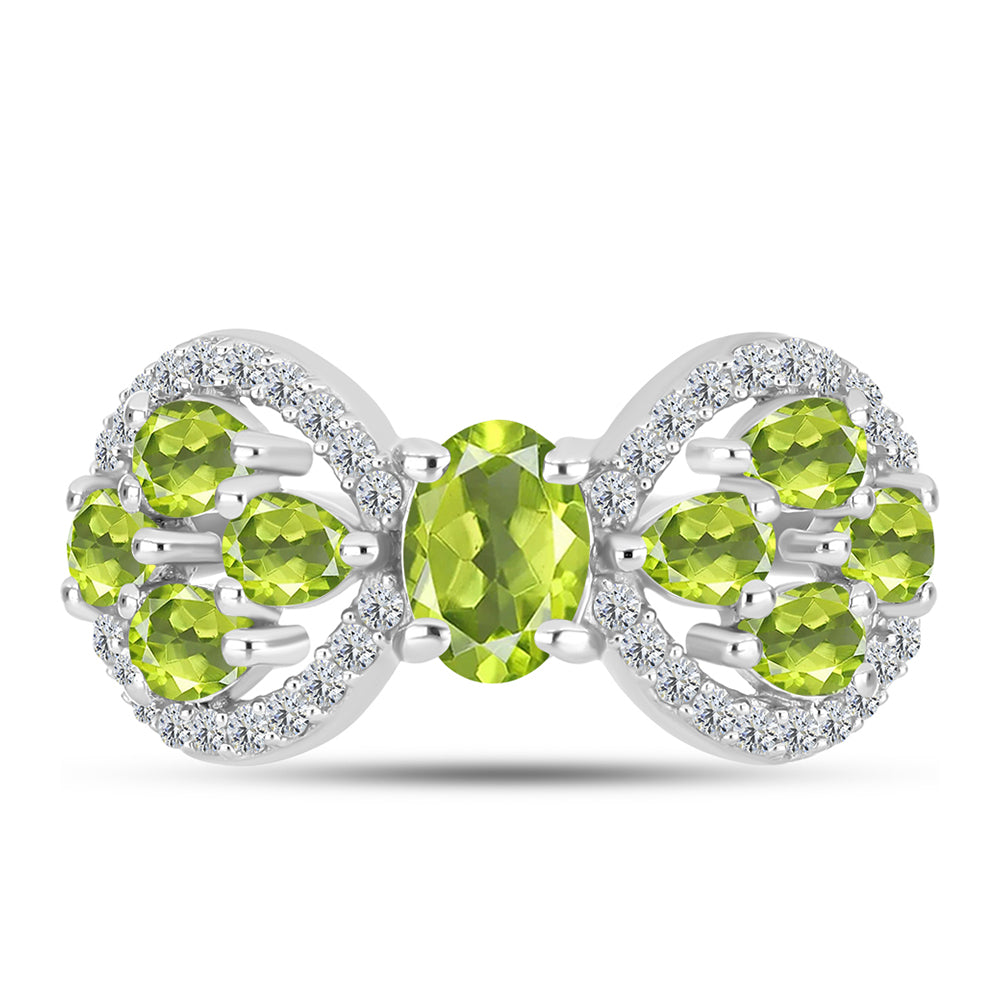 Anillo de Plata con Peridoto de Changbai y Topacio Blanco 1 