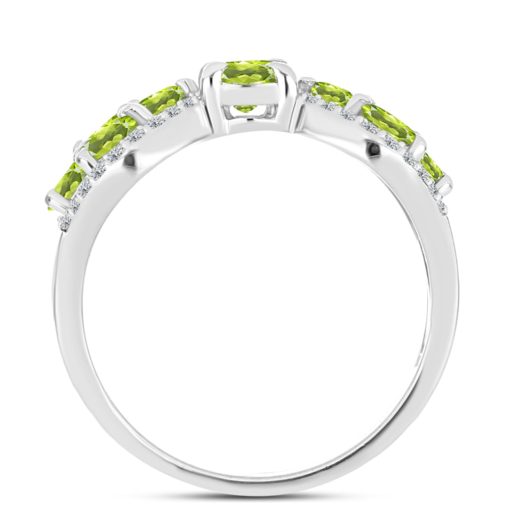 Anillo de Plata con Peridoto de Changbai y Topacio Blanco 4 
