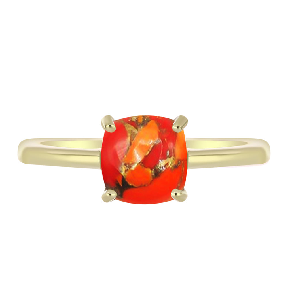 Anillo de Plata Bañada en Oro con Turquesa de Mohave 1 
