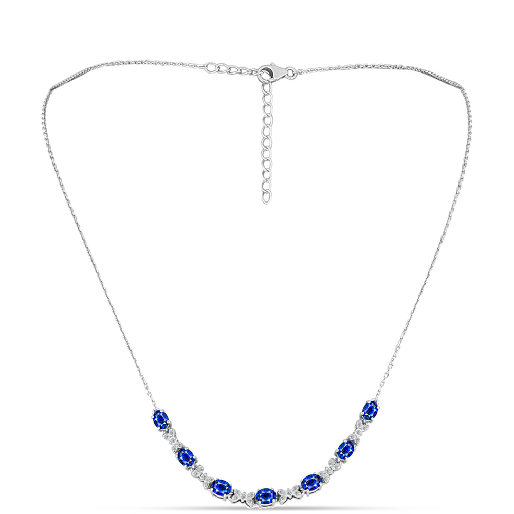 Collar de Plata con Zafiro Azul Australiano y Topacio Blanco