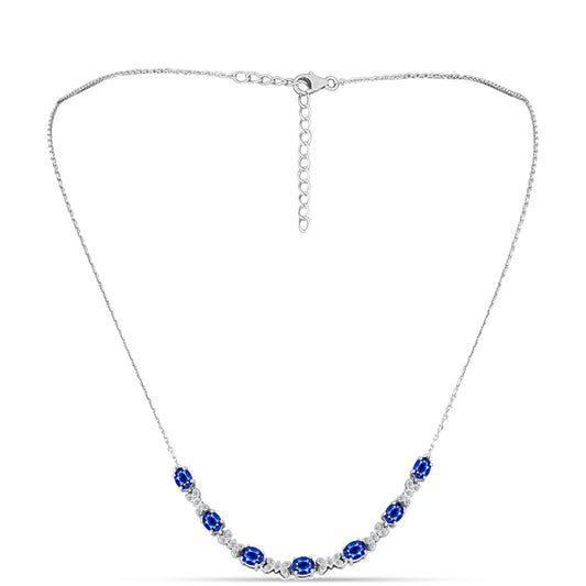 Collar de Plata con Zafiro Azul Australiano y Topacio Blanco
