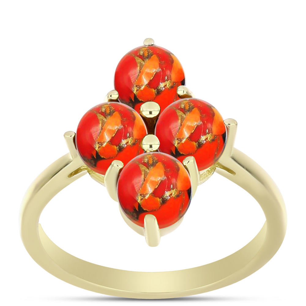 Anillo de Plata Bañada en Oro con Turquesa de Mohave 3 